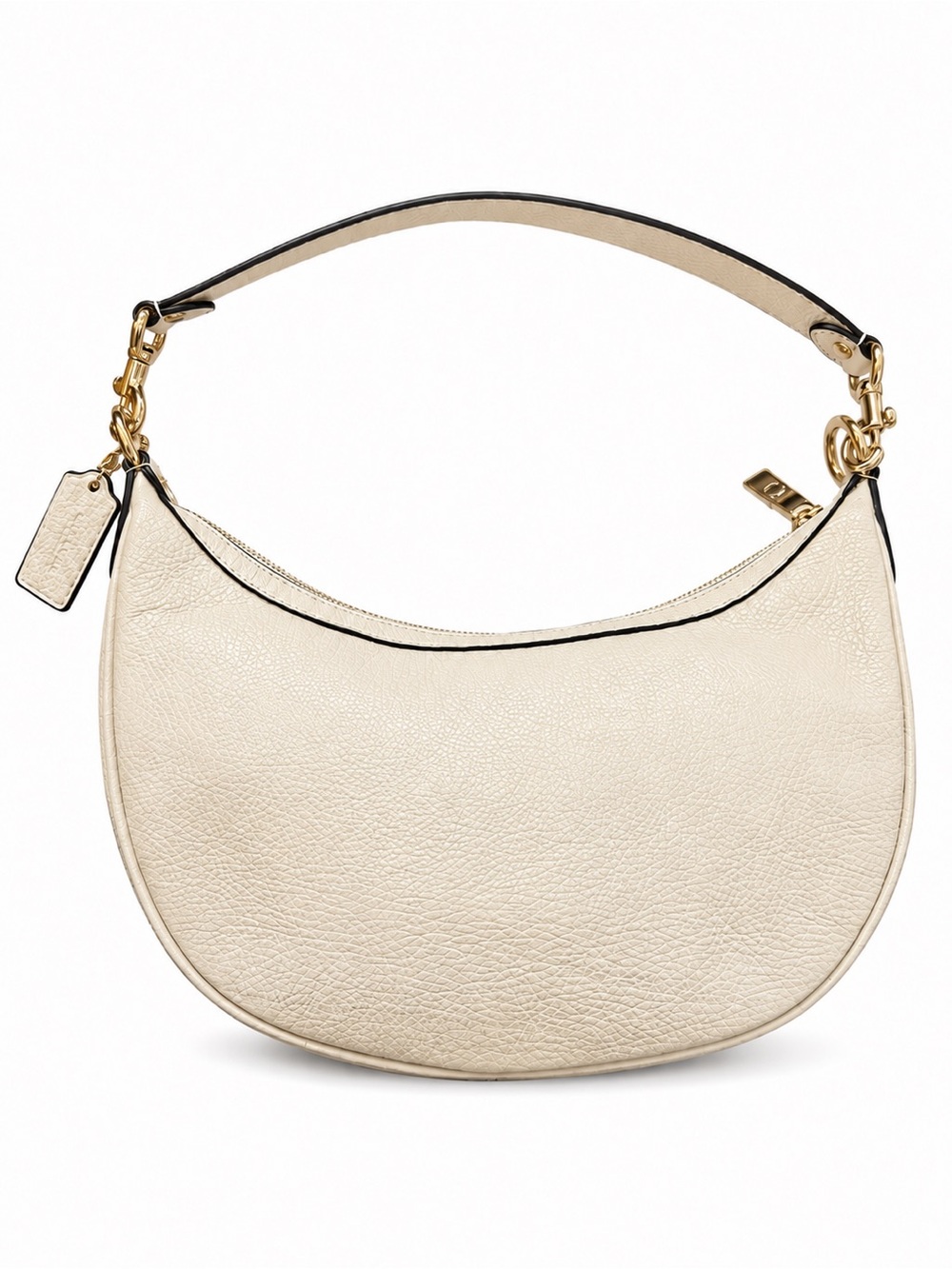 Coach Aria C0996 Cream Ivory Pebbled Leather Crescent Hobo Shoulder Bag - Picture 2 of 5